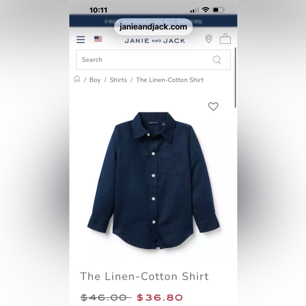 Janie and Jack Linen Navy Blue Shirt